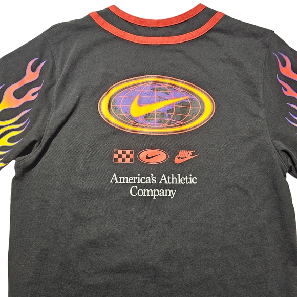 Nike Baseball Button Shirt Flames Championship Men's Large DV9642-010 Black red - Picture 5 of 11